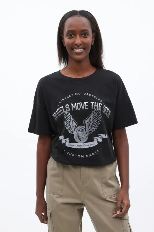 Vintage Motorcycles Wheels Move The Soul Graphic Boyfriend Tee sold by Bluenotes