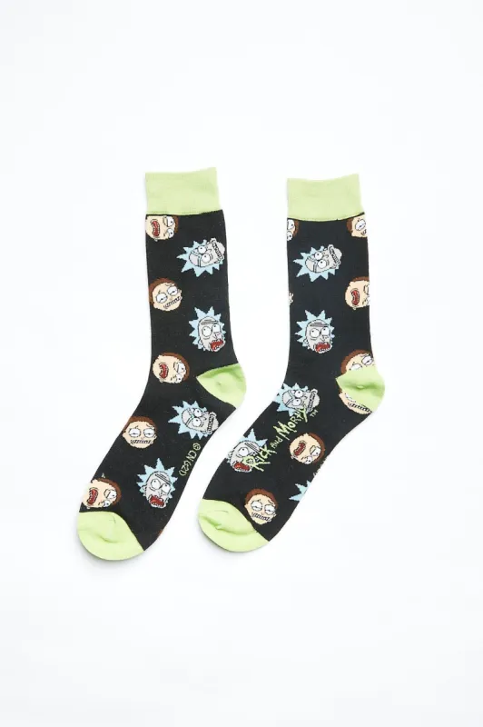 Rick And Morty Faces Graphic Crew Socks sold by Bluenotes