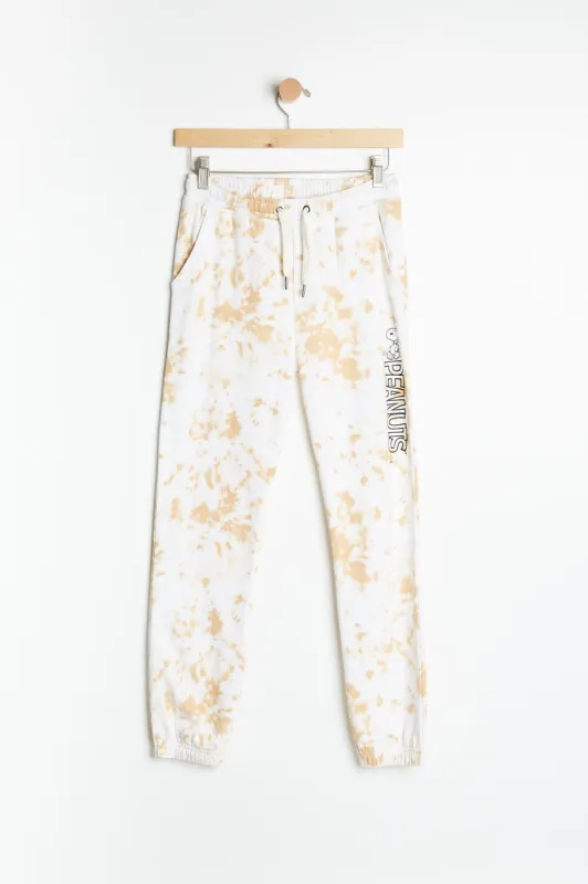 AERO Girls Tie Dye Peanuts Snoopy And Woodstock Graphic Boyfriend Jogger sold by Bluenotes