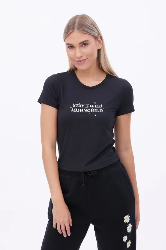 Super Soft Stay Wild Moon Child Graphic Baby Tee sold by Bluenotes