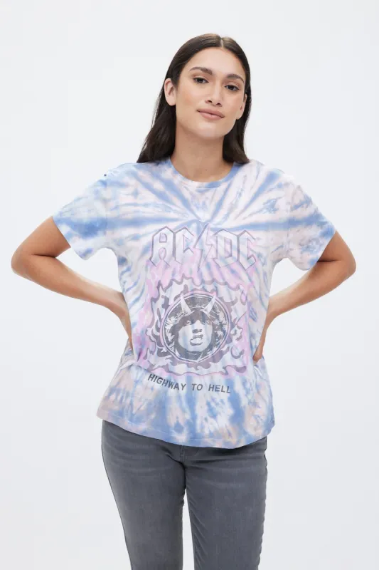 Tie Dye AC/DC Boyfriend Tee sold by Bluenotes