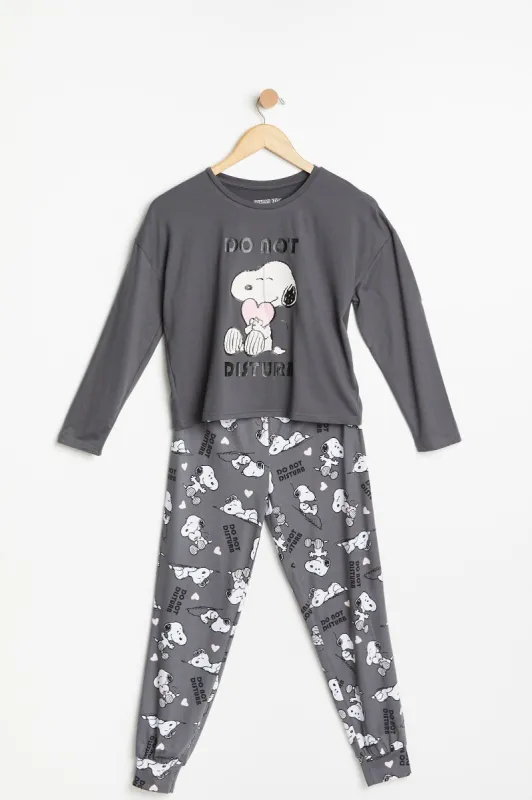 AERO Girls Super Soft Snoopy Peanuts Graphic 2 Piece Pajama Set sold by Bluenotes
