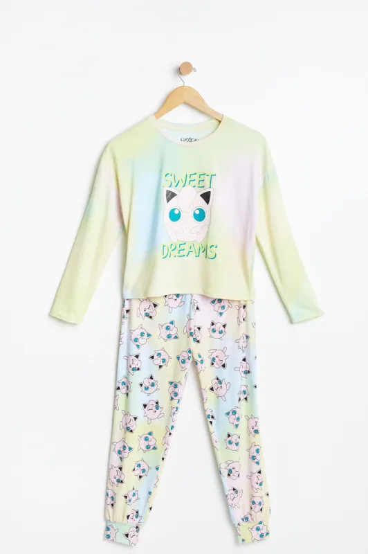 AERO Girls Super Soft Jiggly Puff Pokémon Sweet Dreams Graphic 2 Piece Pajama Set sold by Bluenotes