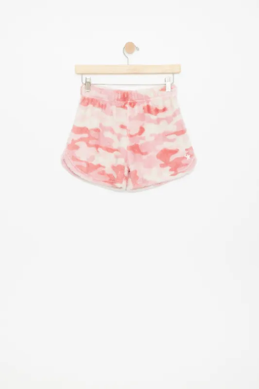 AERO Girls Camouflage Plush Sherpa Embroidered Pajama Short sold by Bluenotes