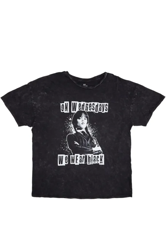 On Wednesdays We Wear Black Graphic Boyfriend Tee sold by Bluenotes