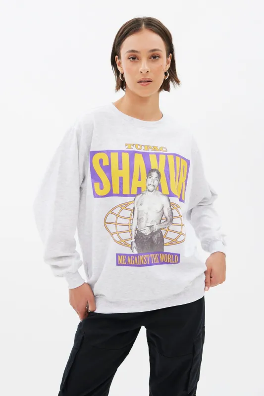 Tupac Shakur Graphic Oversized Crew Neck Sweatshirt sold by Bluenotes