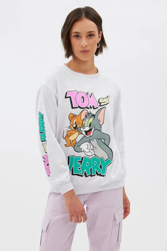 Tom And Jerry Graphic Oversized Crew Neck Sweatshirt sold by Bluenotes