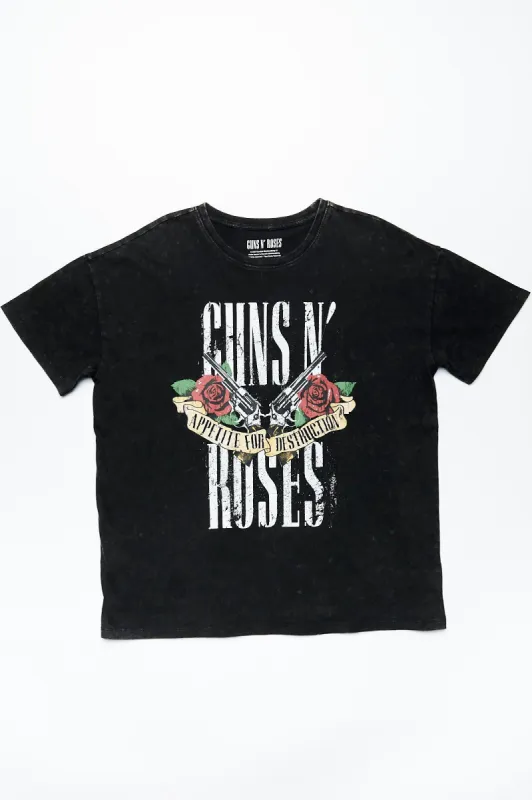 Guns N' Roses Appetite For Destruction Graphic Acid Wash Boyfriend Tee sold by Bluenotes
