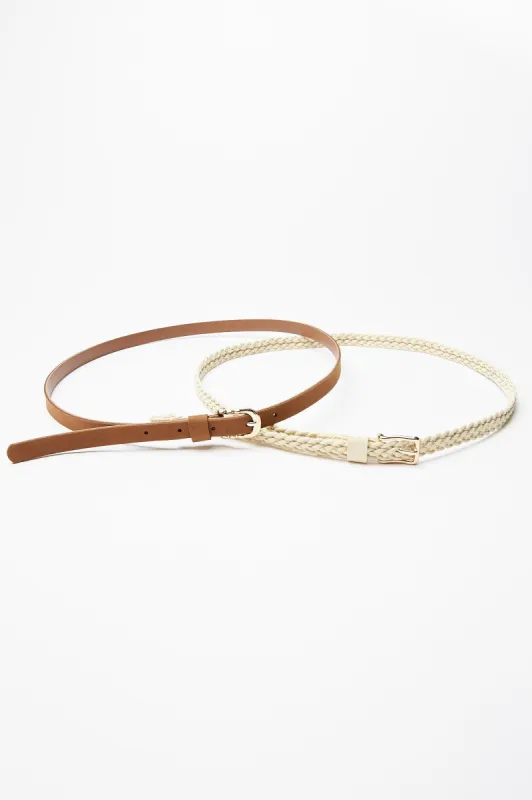 Suede Faux Leather Skinny Belt 2-Pack sold by Bluenotes