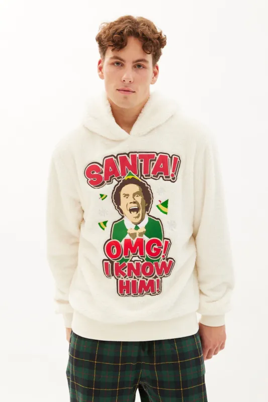 Elf Santa I Know Him Graphic Sherpa Pullover Hoodie sold by Bluenotes