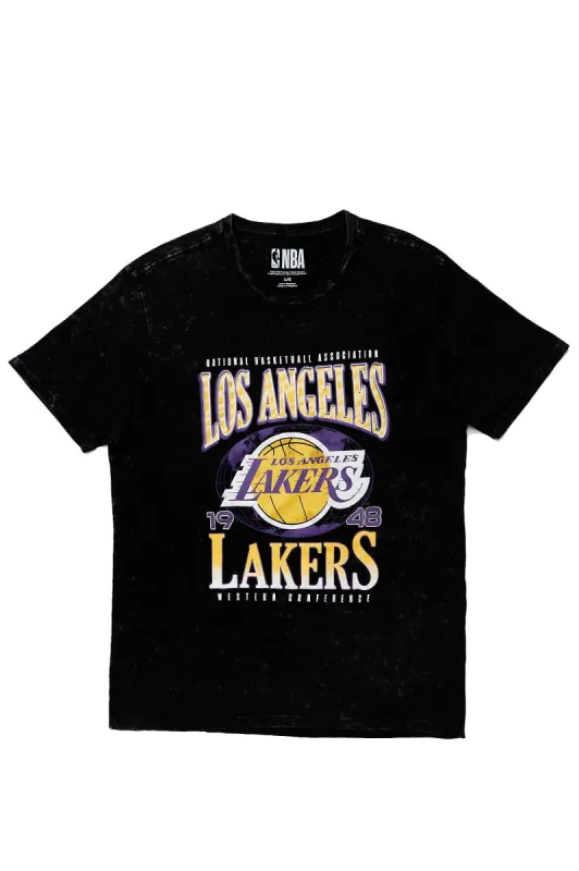Los Angeles Lakers Graphic Acid Wash Tee sold by Bluenotes