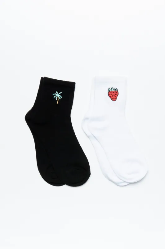 AERO Embroidered Graphic Demi-Crew Socks 2-Pack sold by Bluenotes