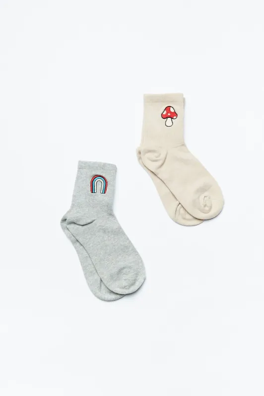 AERO Embroidered Graphic Demi-Crew Socks 2-Pack sold by Bluenotes