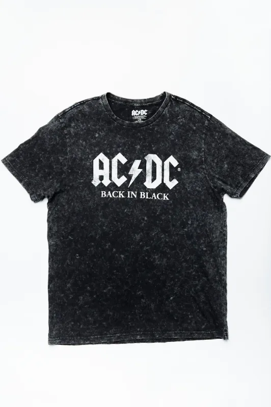 AC/DC Back In Black Graphic Acid Wash Tee sold by Bluenotes