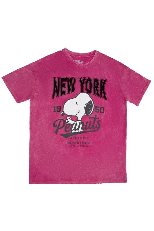 Peanuts Snoopy Graphic Acid Wash Relaxed Tee sold by Bluenotes