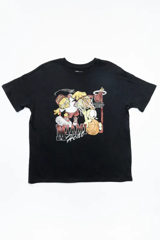 Miami Heat Garfield Graphic Boyfriend Tee made by Bluenotes