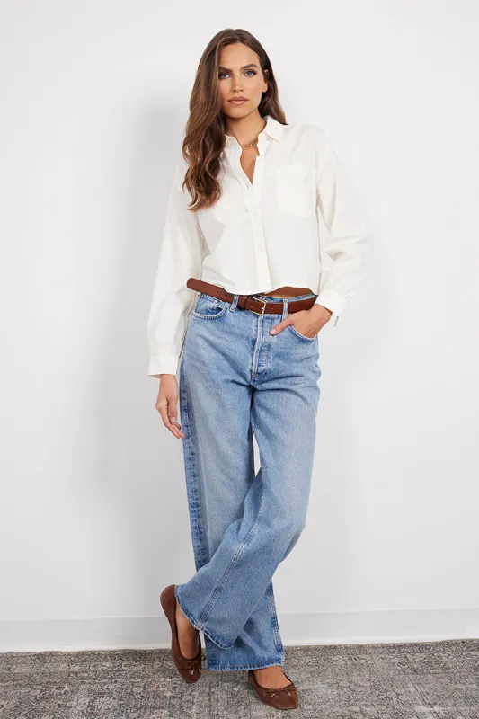 CROP BOXY LONG SLEEVE BUTTON FRONT sold by bobi