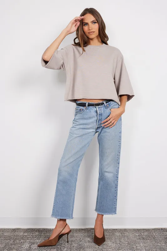 DROP SHOULDER CROP SHORT SLEEVE sold by bobi