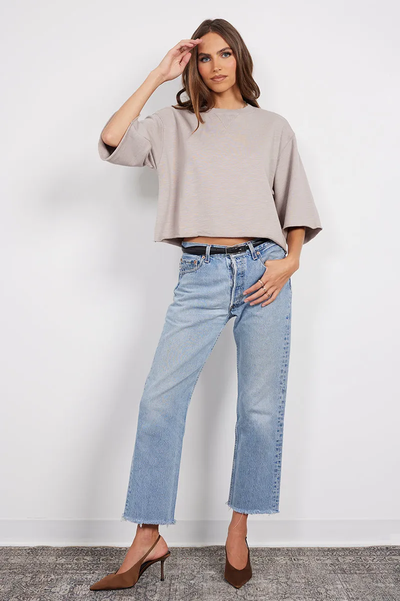 DROP SHOULDER CROP SHORT SLEEVE sold by bobi