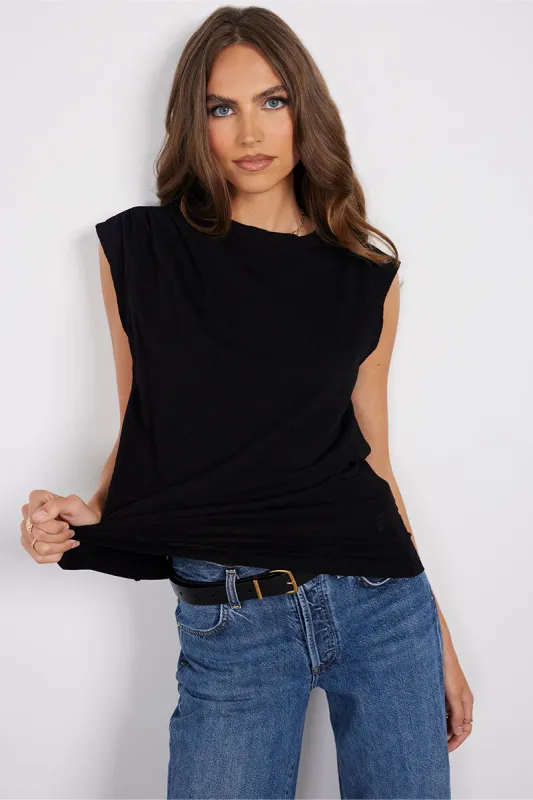 ASYMMETRICAL PLEATED MUSCLE TEE sold by bobi