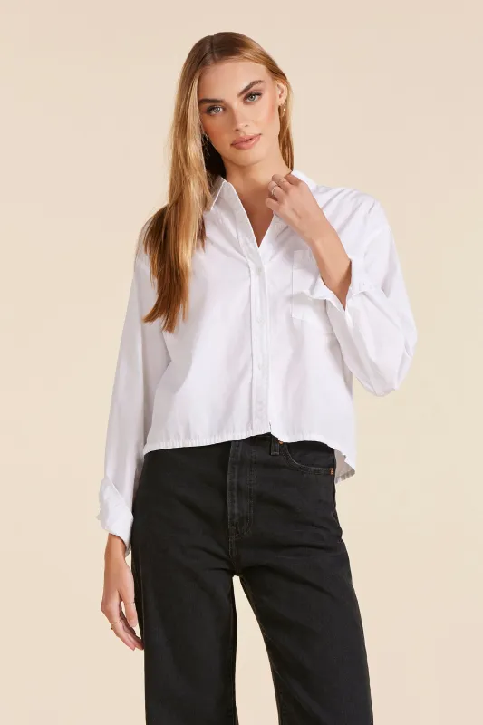CROPPED COLLARED BUTTON DOWN sold by bobi