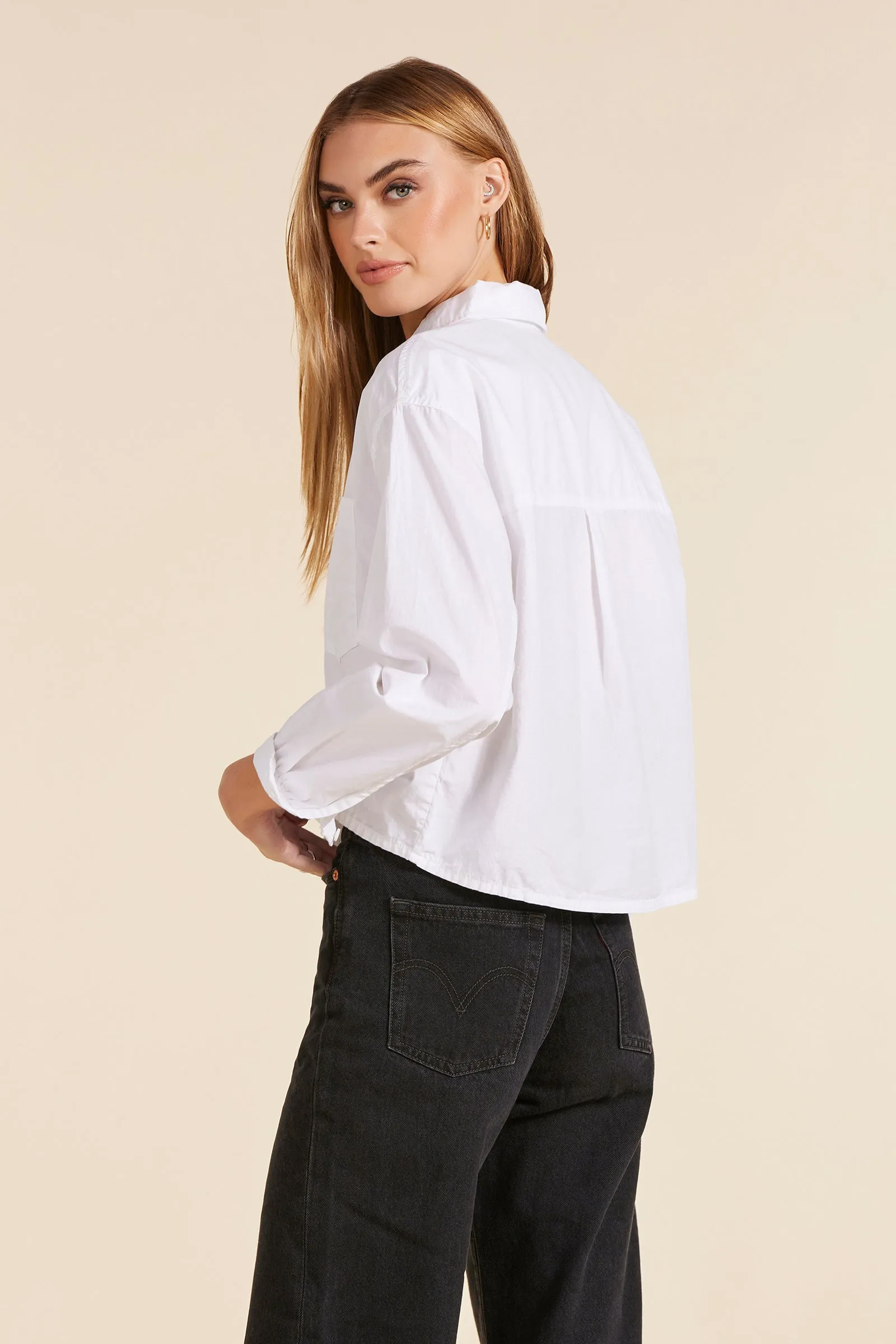 CROPPED COLLARED BUTTON DOWN sold by bobi product image thumbnail 3