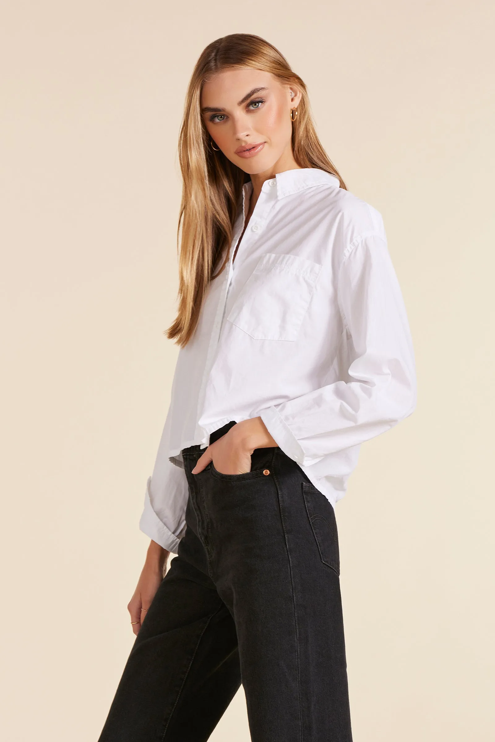 CROPPED COLLARED BUTTON DOWN sold by bobi product image thumbnail 2