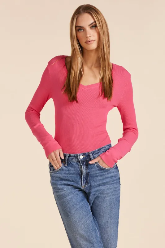 FITTED V-NECK THERMAL TEE WITH LONG CUFFS sold by bobi