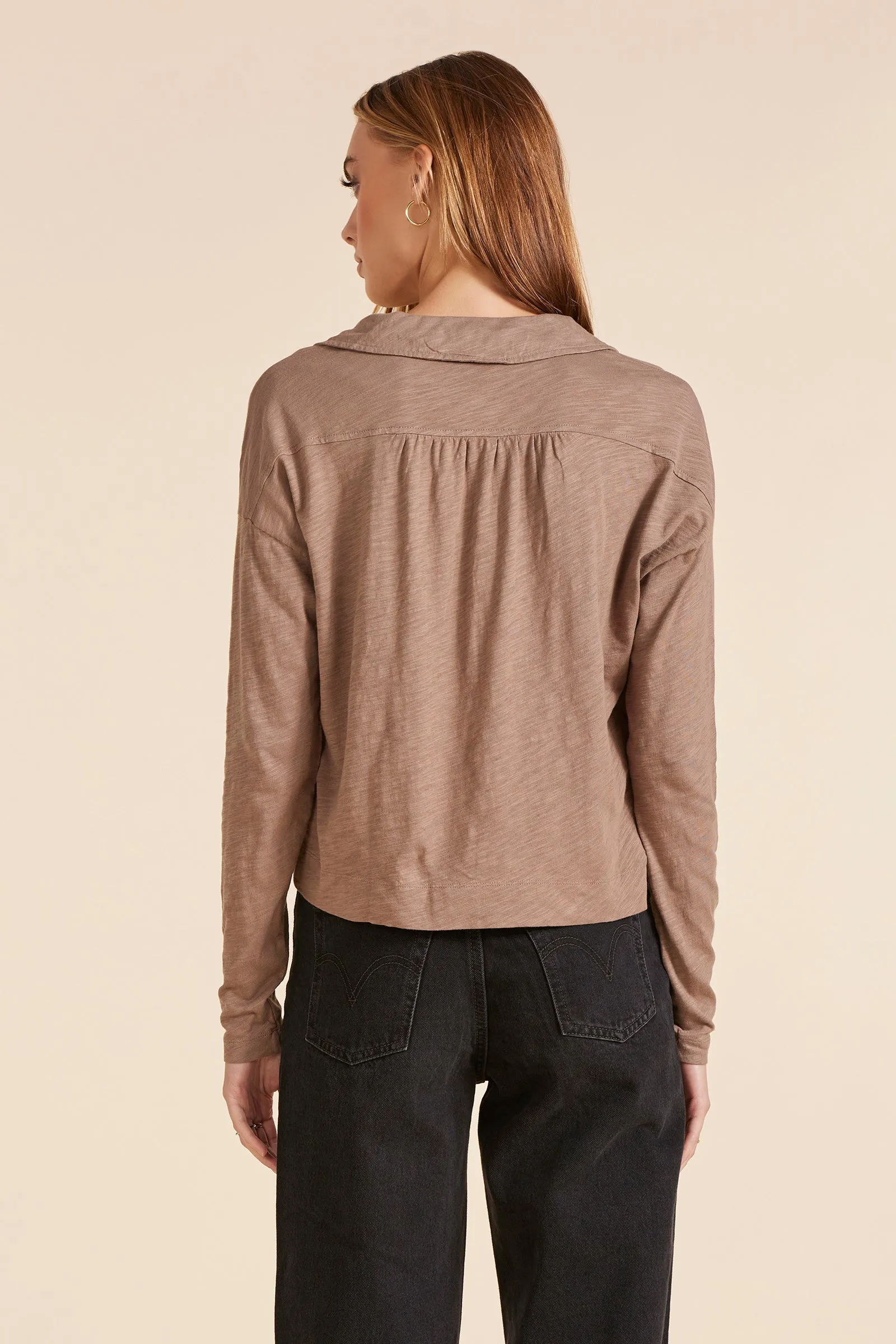 COLLARED LONG SLEEVE TEE sold by bobi product image thumbnail 3