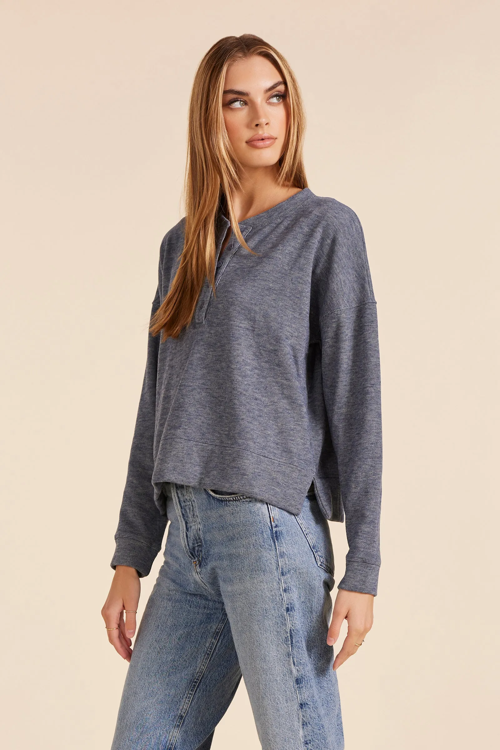 BOXY HENLEY SWEATSHIRT sold by bobi product image thumbnail 2