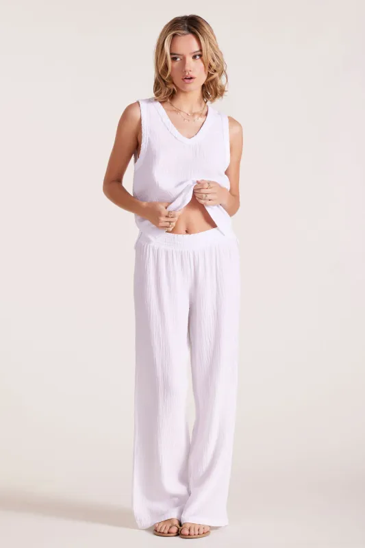 SMOCKED WAIST WIDE LEG PANT sold by bobi