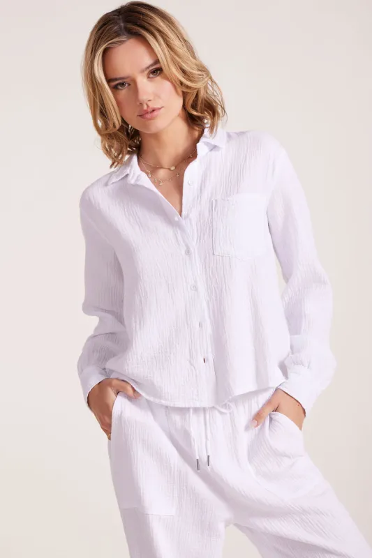 CROPPED COLLARED BUTTON DOWN sold by bobi