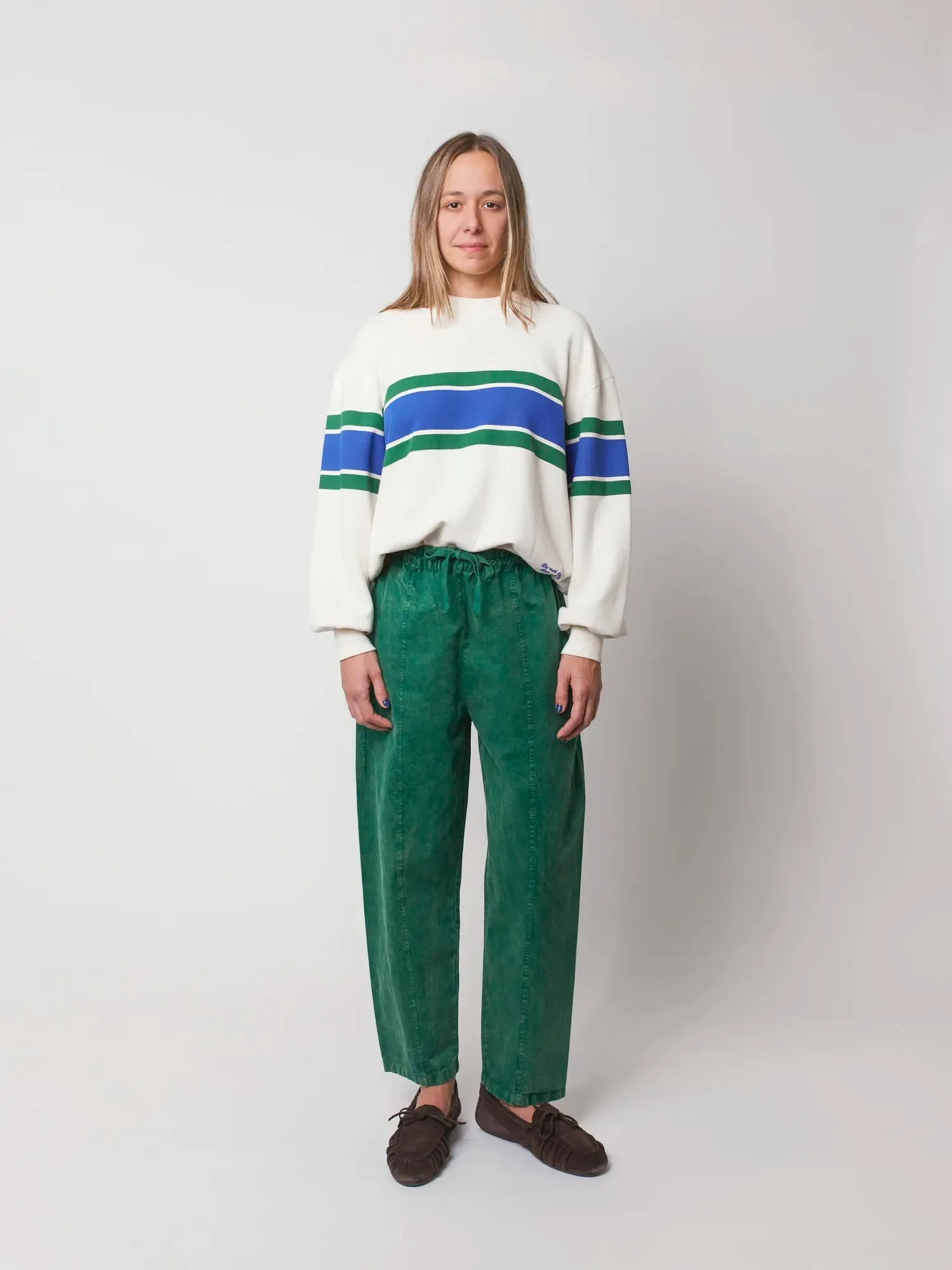 Green cocoon pants sold by Bobo Choses