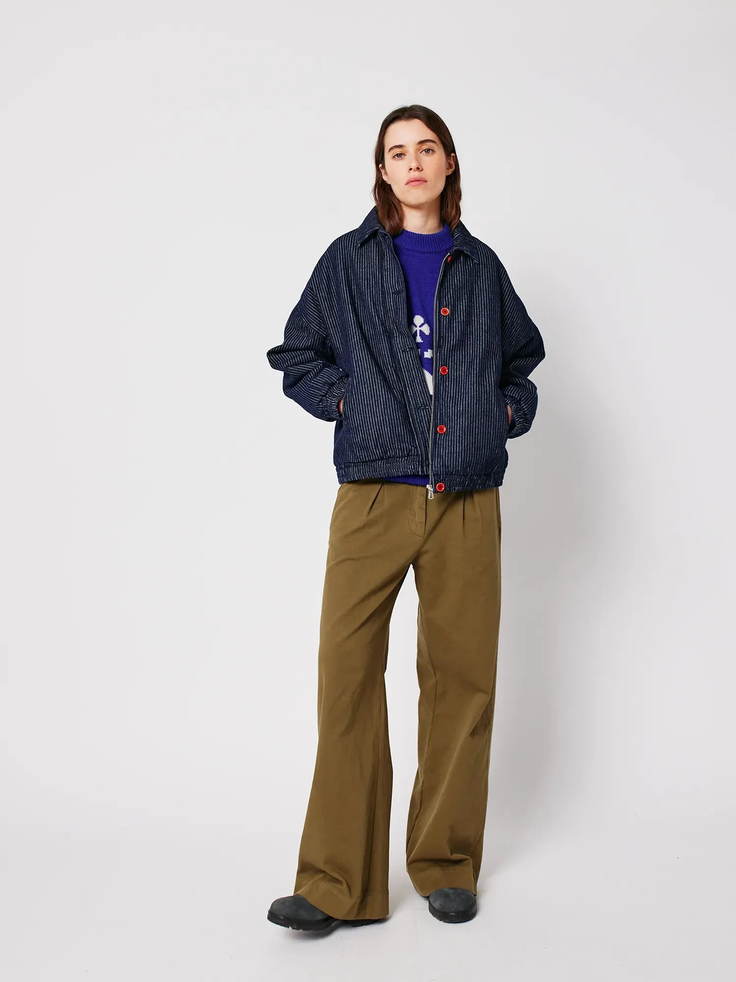 Denim stripe bomber jacket sold by Bobo Choses product image thumbnail 3