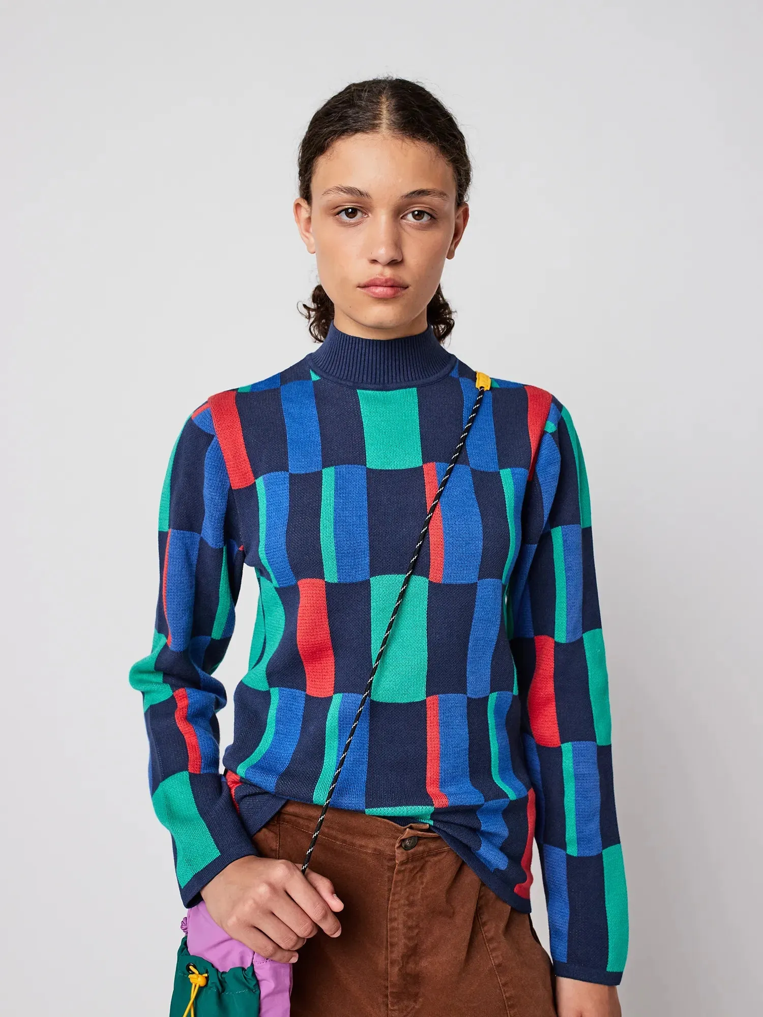 Geometric jacquard turtleneck jumper sold by Bobo Choses