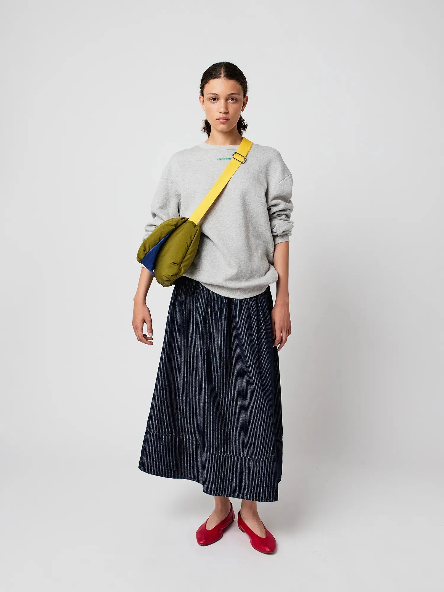 Denim A-line stripe skirt sold by Bobo Choses product image thumbnail 2