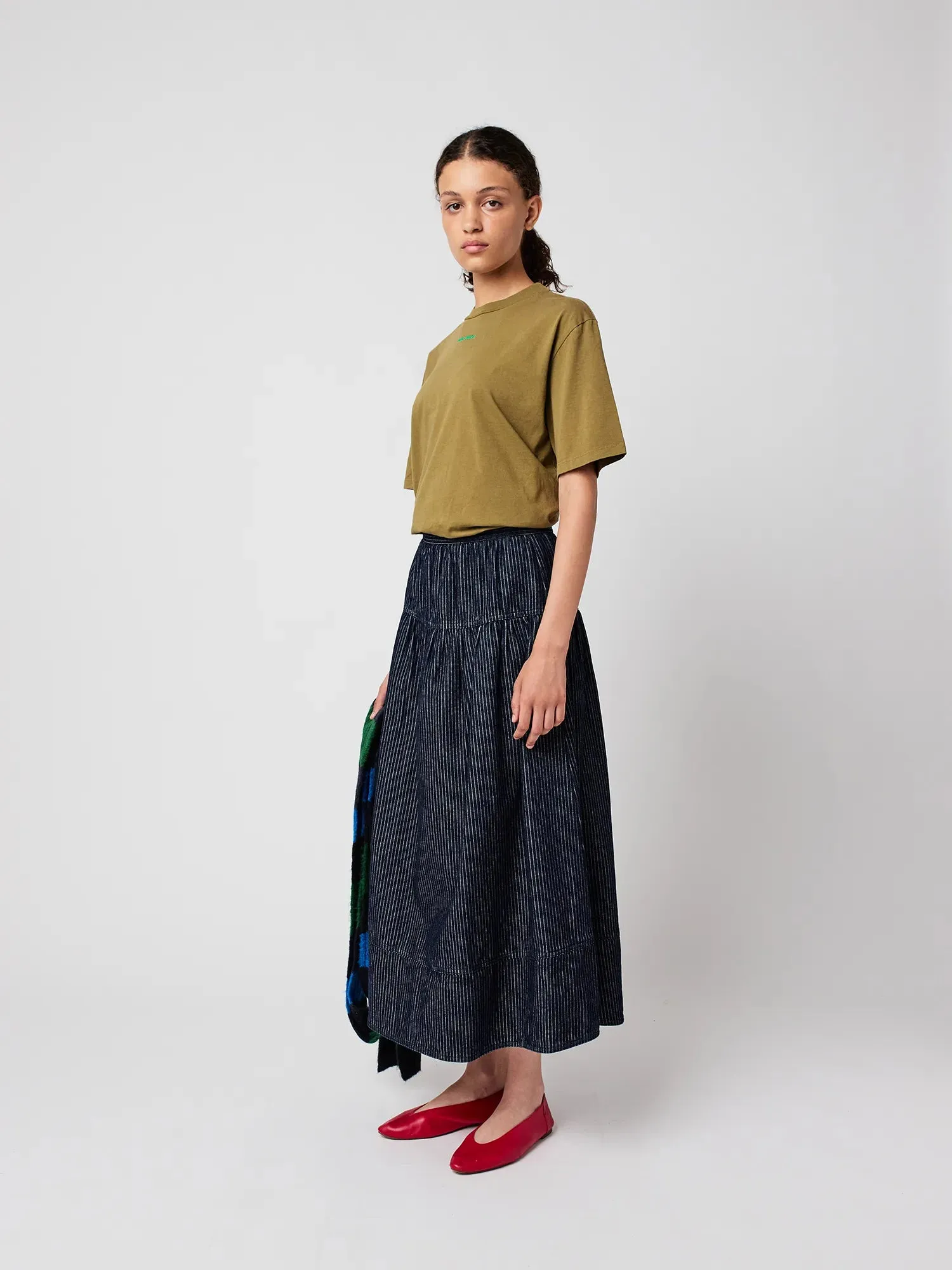Denim A-line stripe skirt sold by Bobo Choses product image thumbnail 5