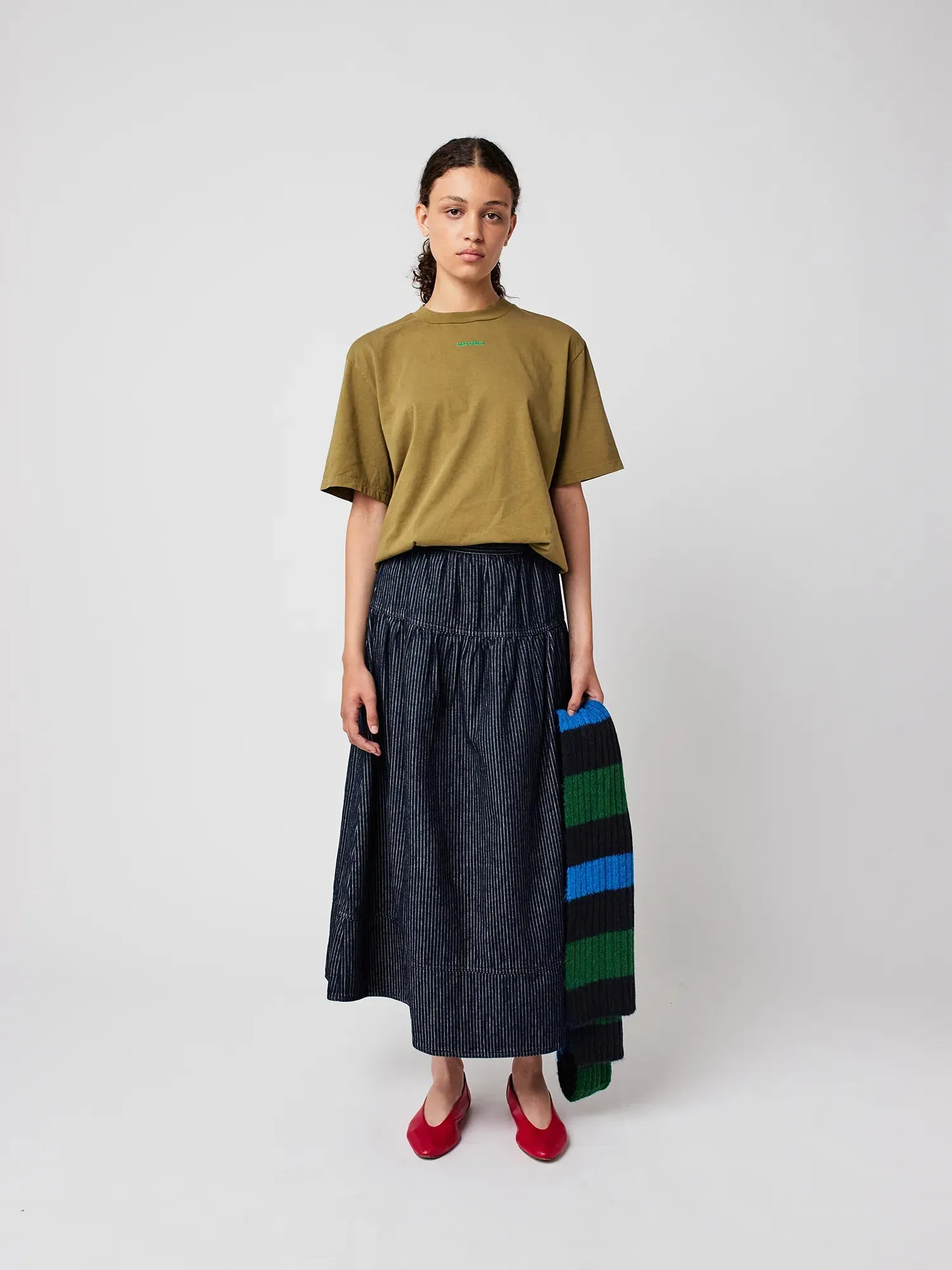 Denim A-line stripe skirt sold by Bobo Choses product image thumbnail 4