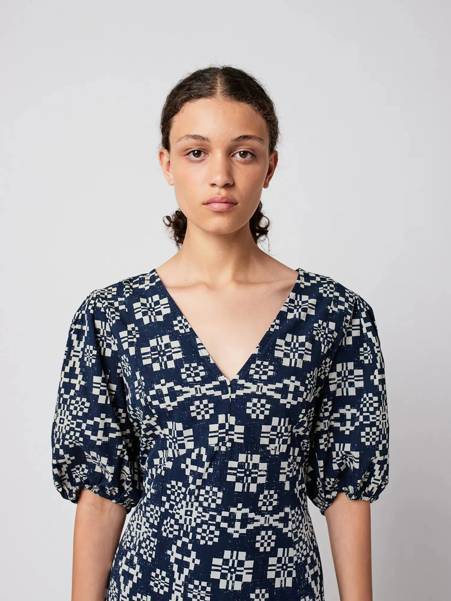 Kaleidoscope pattern evase v-neck dress sold by Bobo Choses product image thumbnail 4