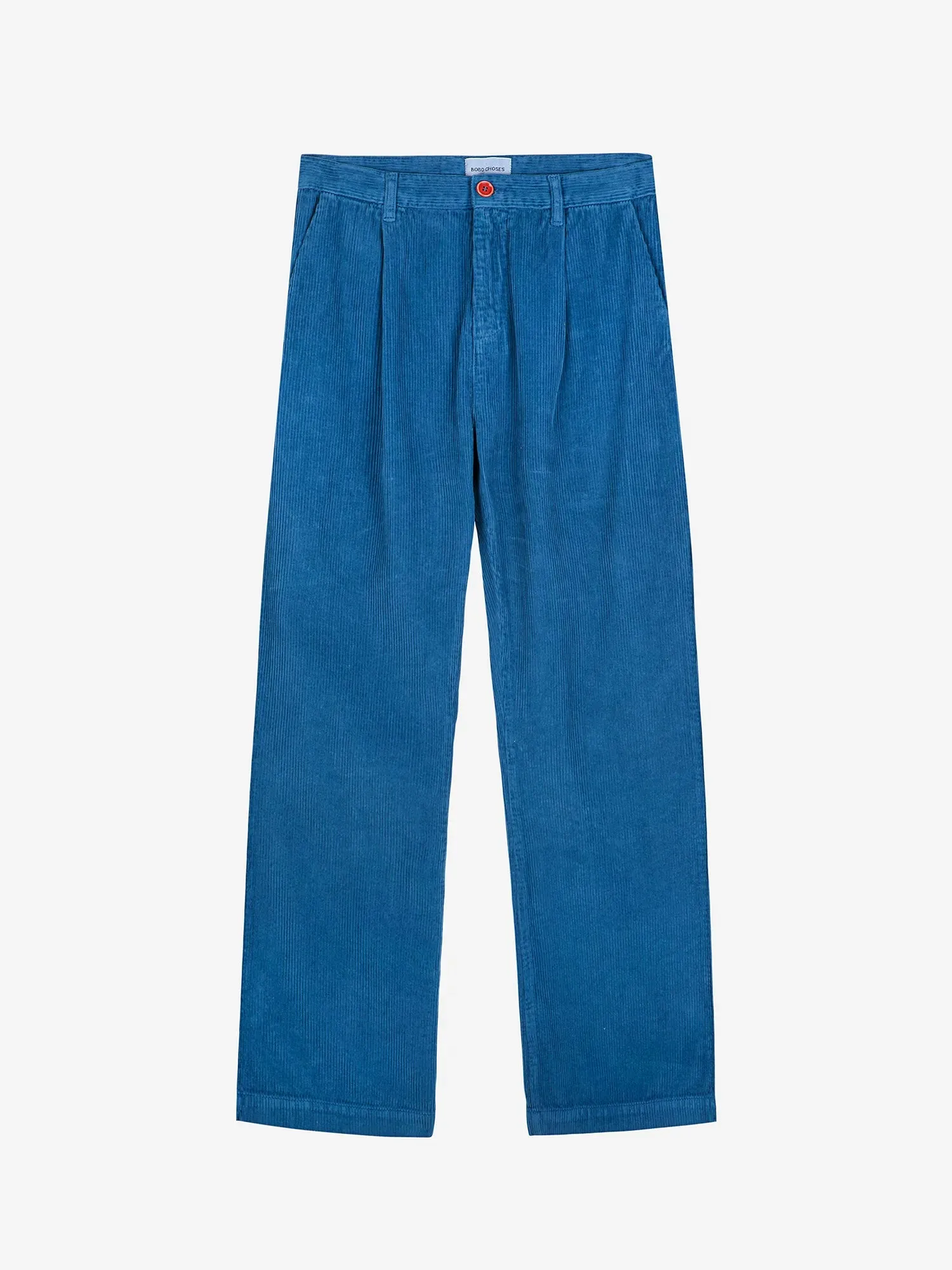 Blue pleated corduroy pants sold by Bobo Choses