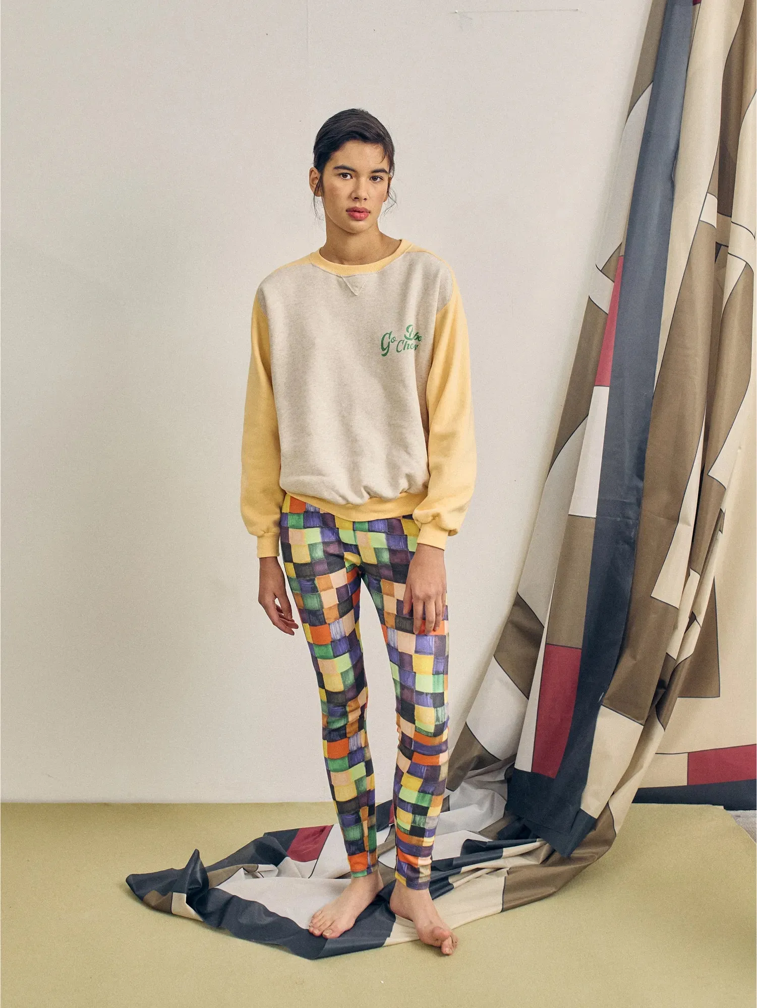 Raibow Plaid pattern cotton leggings sold by Bobo Choses product image thumbnail 4