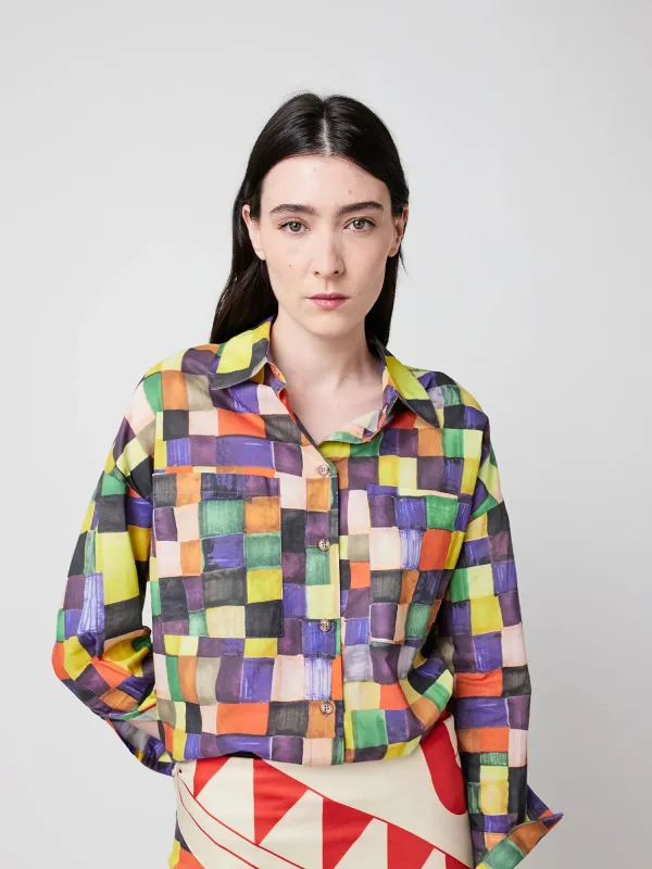 Rainbow Plaid Pattern relaxed shirt sold by Bobo Choses