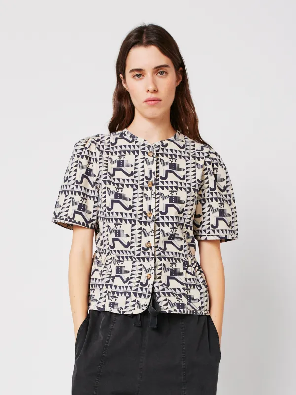 Mr Pencil pattern peplum blouse sold by Bobo Choses