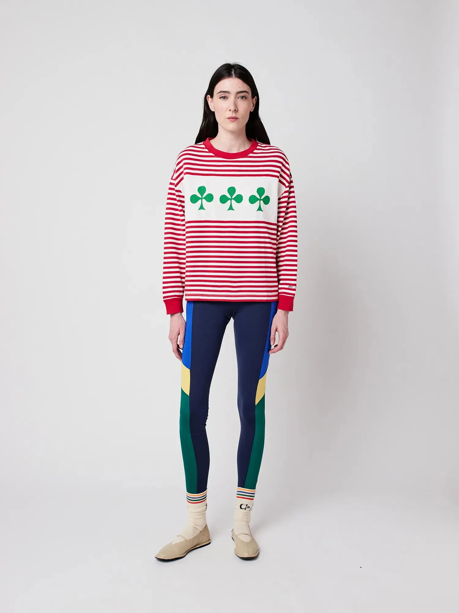 Shamrock knitted striped relaxed T-shirt sold by Bobo Choses product image thumbnail 4