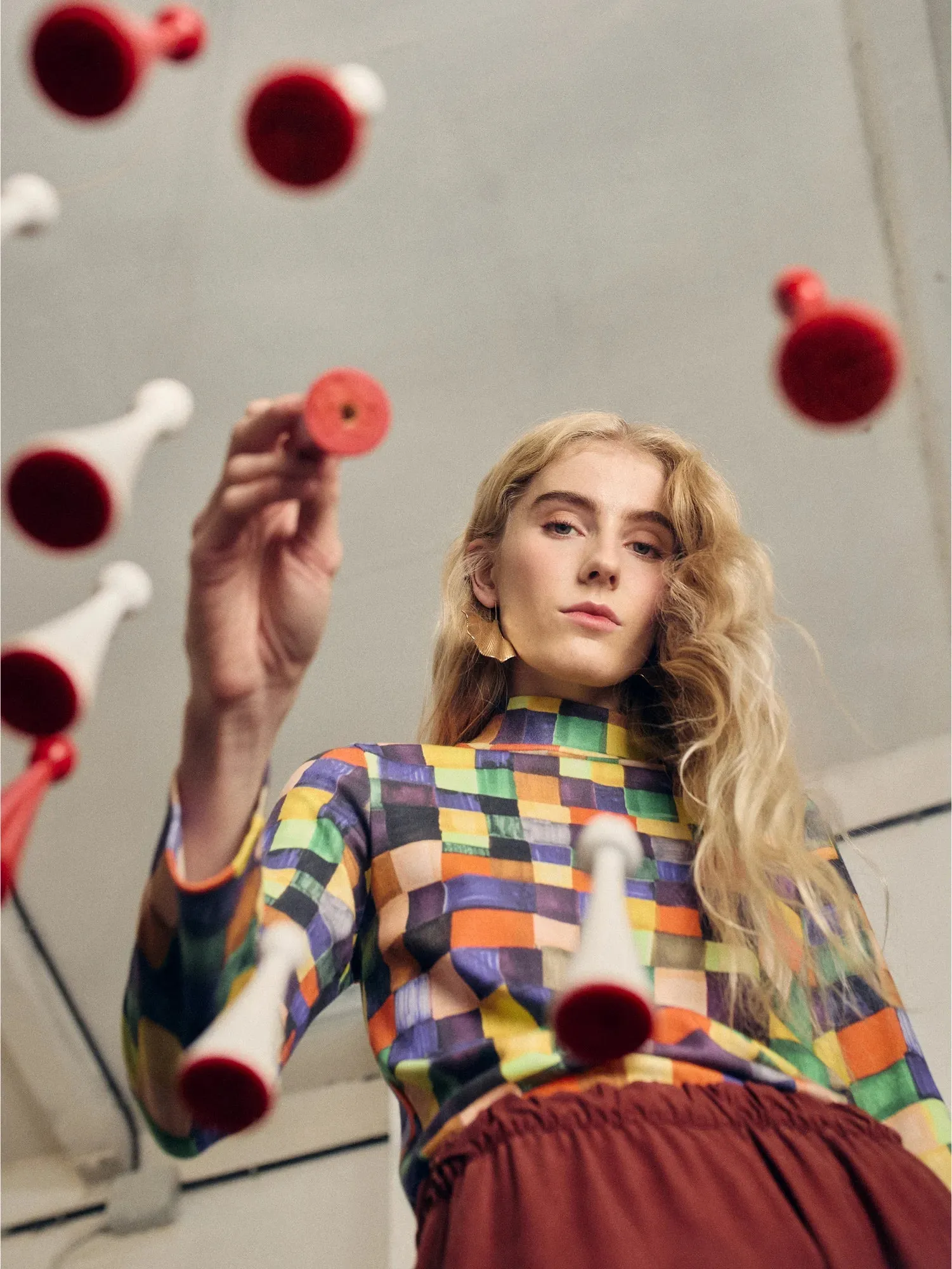 Rainbow Plaid Pattern turtleneck top sold by Bobo Choses product image thumbnail 2