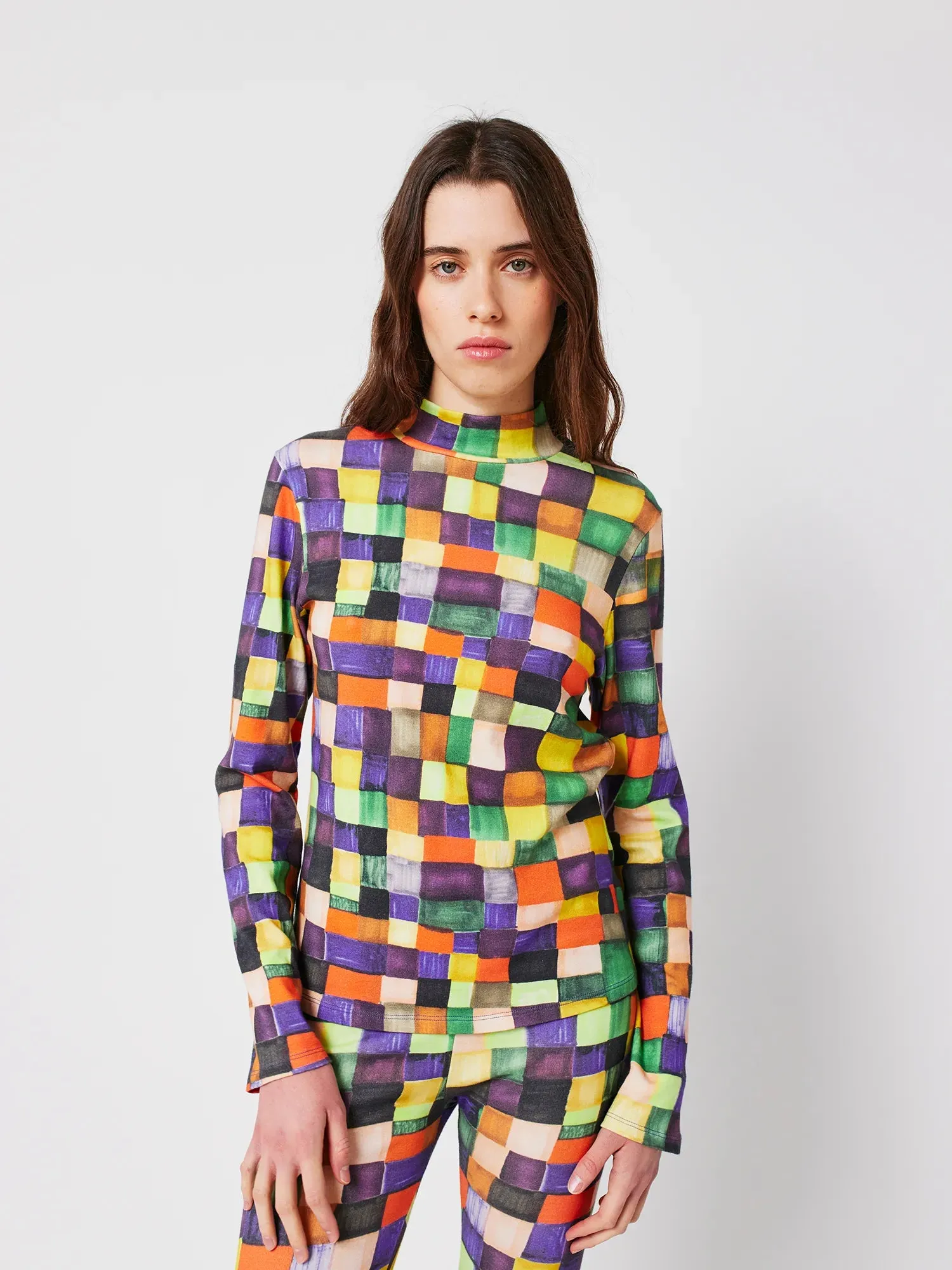 Rainbow Plaid Pattern turtleneck top sold by Bobo Choses product image thumbnail 4