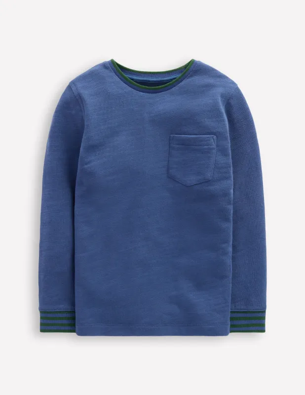 Kuscheliges, mittelschweres Langarmshirt-Denimblau/Smaragd-Nacht made by Boden