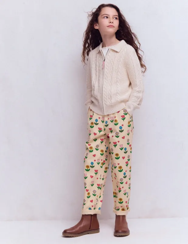 Jeans mit Faltendetail-Naturweiß Sonnenblumen Garten made by Boden