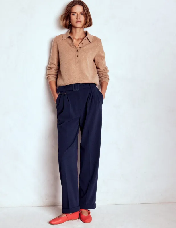 Hose mit Faltendetail vorn-Marineblau made by Boden