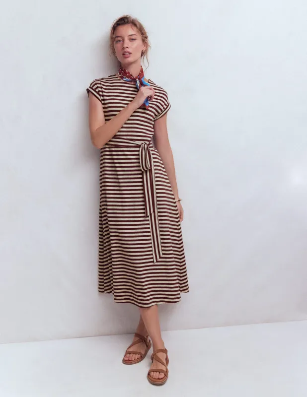 Eve Jersey-Midikleid-Dunkler Blauregen, Naturweiß Streifen made by Boden